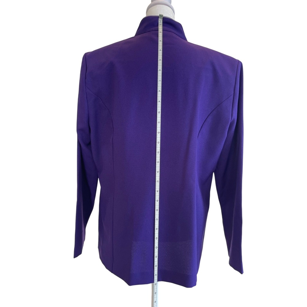 Sara Morgan for Haband Purple Embroidered Open Front Jacket Blazer Womens Medium - Picture 3 of 8